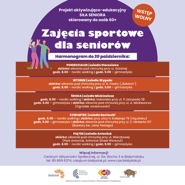 Plakat informacyjny o zajęciach sportowych